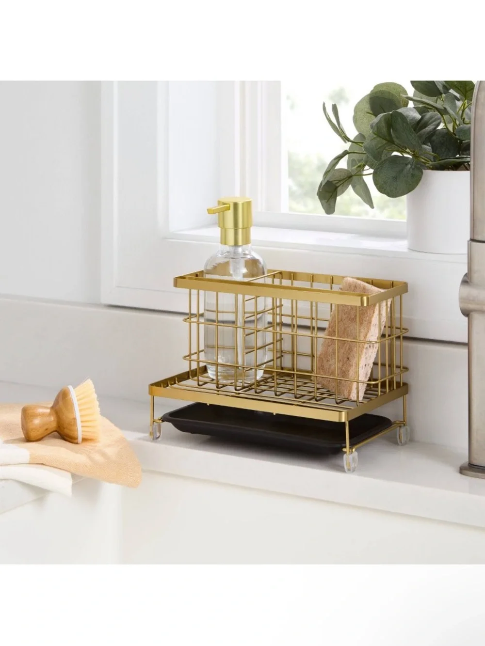 Brightroom Champagne Sink Sponge Brush Caddy Organizer